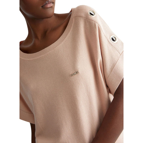 Liu Jo Maglia Maglia Donna con vele metalliche sulle maniche Cipria P24-LIU.JOTA4055MS49I-41307-XS - Francavilla Moda